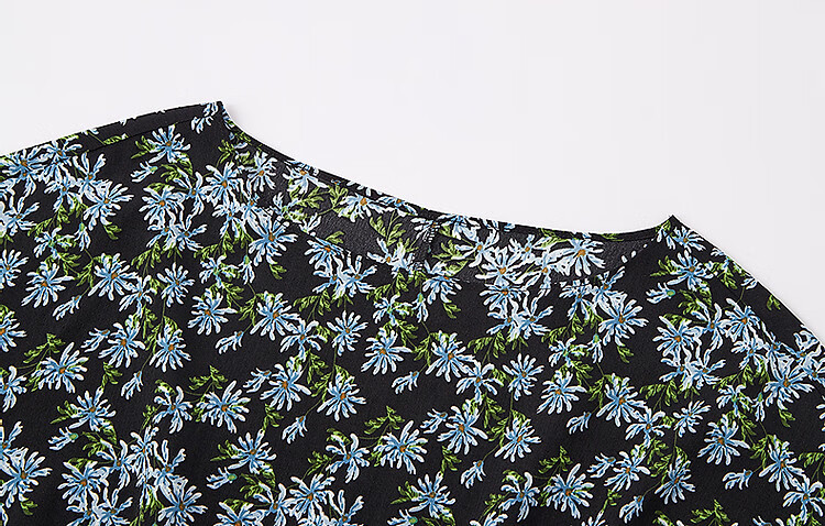 Demana Composite Silk Huayao Print Spring French Style Boat Neck Waist Cinched Floral Raglan Wrap Patchwork Women's Dress 4