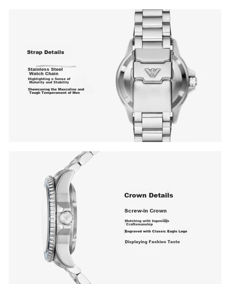 EMPORIO ARMANI, Zeng Shunxi's Same Style, Water Ghost Series Men's Mechanical Watch, Birthday Gift for Boyfriend, AR60080 6