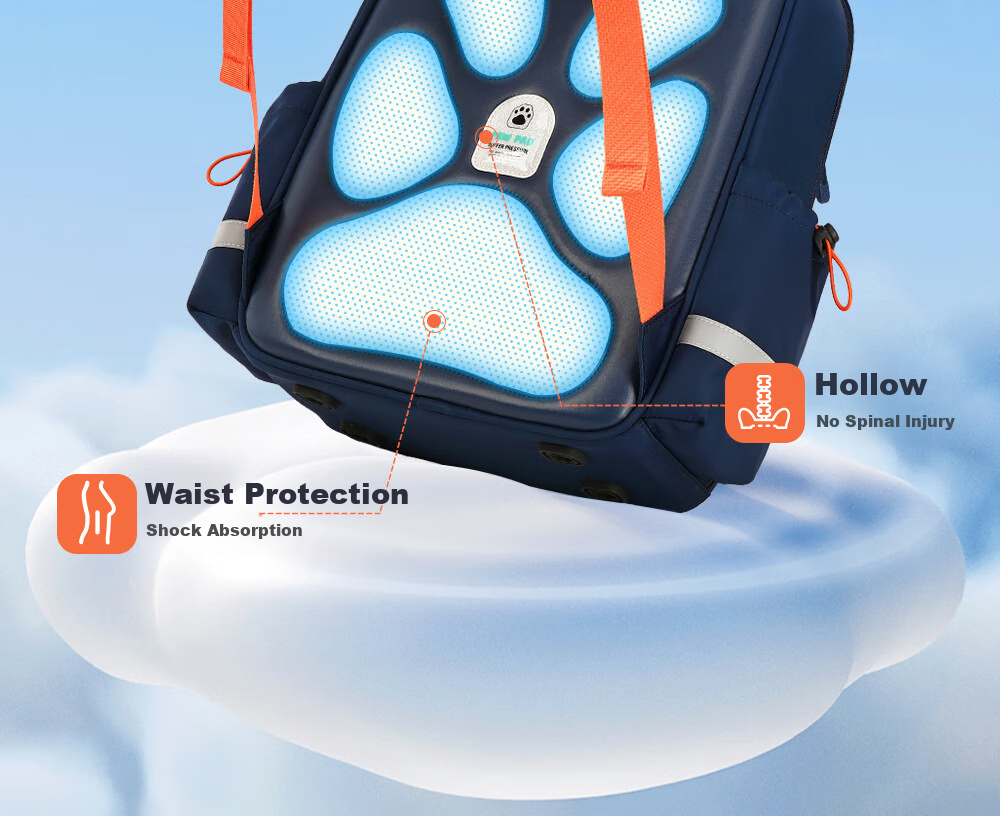 RUiPAi Backpack for Primary School Students, Boys And Girls, Spine And Shoulder Protection, Grades 1-3 Bouncy Bionic Design, Weight Reduction, Breathable And Comfortable 6