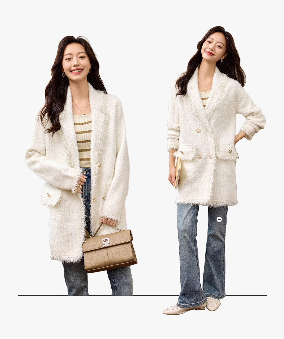 PinCai Women's Small Fragrance Style Mid-Length Elegant Coat Oriental Minimalist Luxury Tassel Jacket P144F6005 11