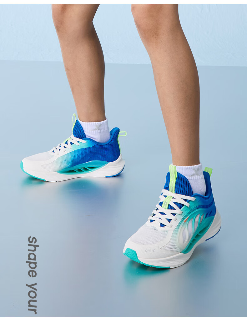 XTEP [Hydrogen Wind 8.0] Children's Running Shoes for Boys, Lace-Up Sneakers, XTEP White/Dragon's Breath Purple/Beijing Blue, Size 40 2