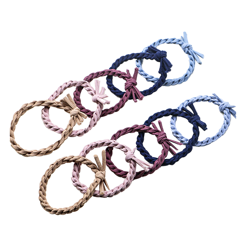 Jiaoxuefei Colorful Braided Hair Ties with Elastic, 12 Pieces, Simple Hair Bands for Women, Rubber Bands
