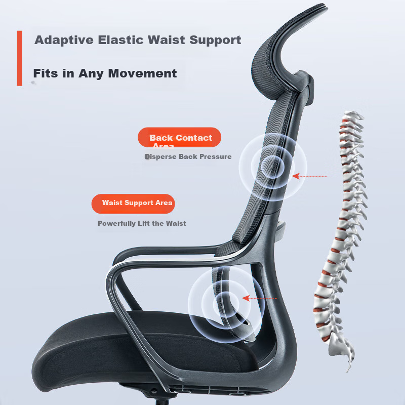 Deli KF228 Ergonomic Chair, Dual Back Structure Office Chair with Large Headrest, Computer Chair, Comfortable Long-Sitting Gaming Chair