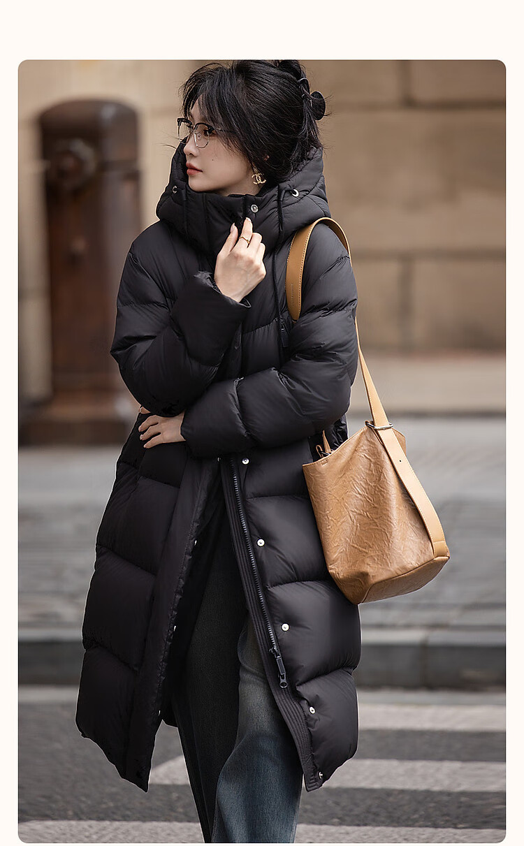 Dme [Qing Nuan Yun Duo Series] Winter Outdoor Hooded 90% Duck Down Thickened Over-Knee Long down Warm Coat 2