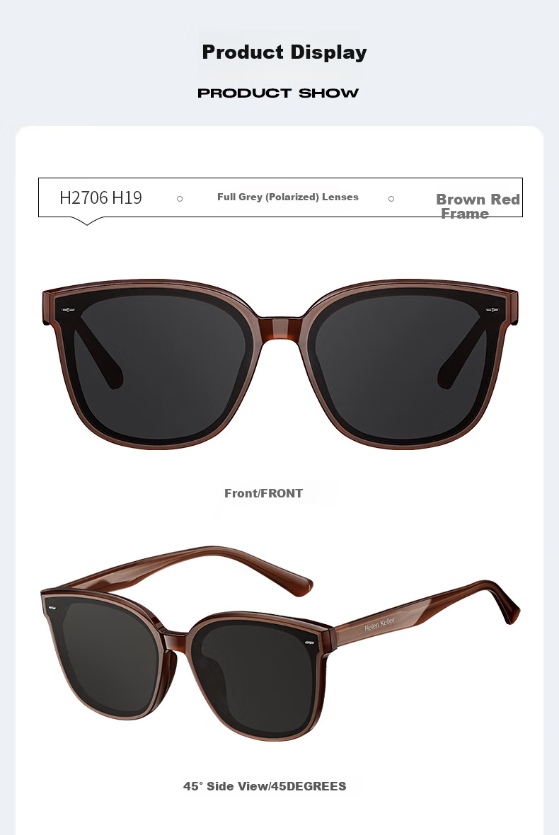 HELEN KELLER Sunglasses for Men, Trendy Square Frame, UV Protection, Polarized Driving Glasses for Women H2706H01 10