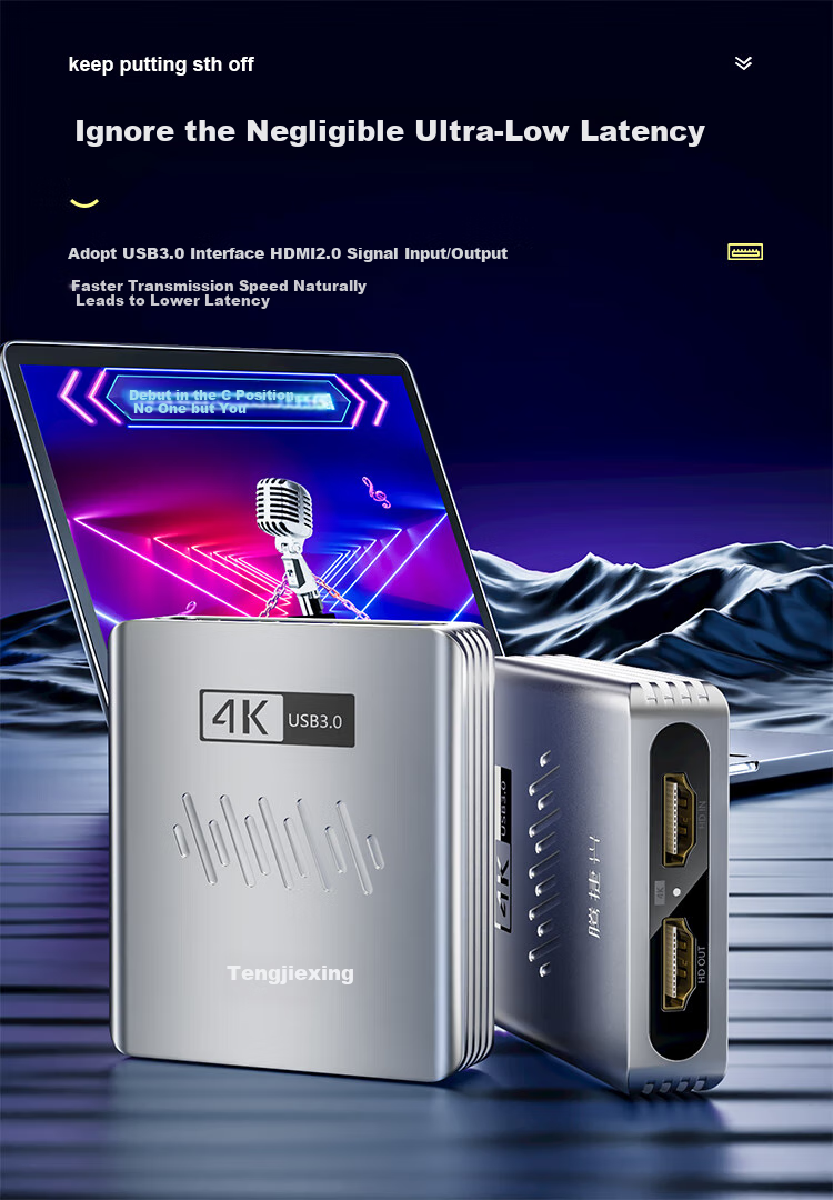Tengjiexing HDMI Single-Channel Video Capture Card, High-Definition 4K Input 1080P Capture USB 3.0 Loop-Out, Specialized Capture Device for Gaming Live Streaming And Computer Recording TJX-CK301 3