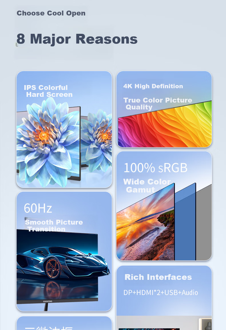 Coocaa 27-Inch 4K Ultra HD IPS Hard Screen Monitor, Narrow Bezel, Wall-Mountable, Home Use, Low Blue Light, Wide Viewing Angle, Ultra-Thin, for Gaming And Office, LCD Display, 27K6 3