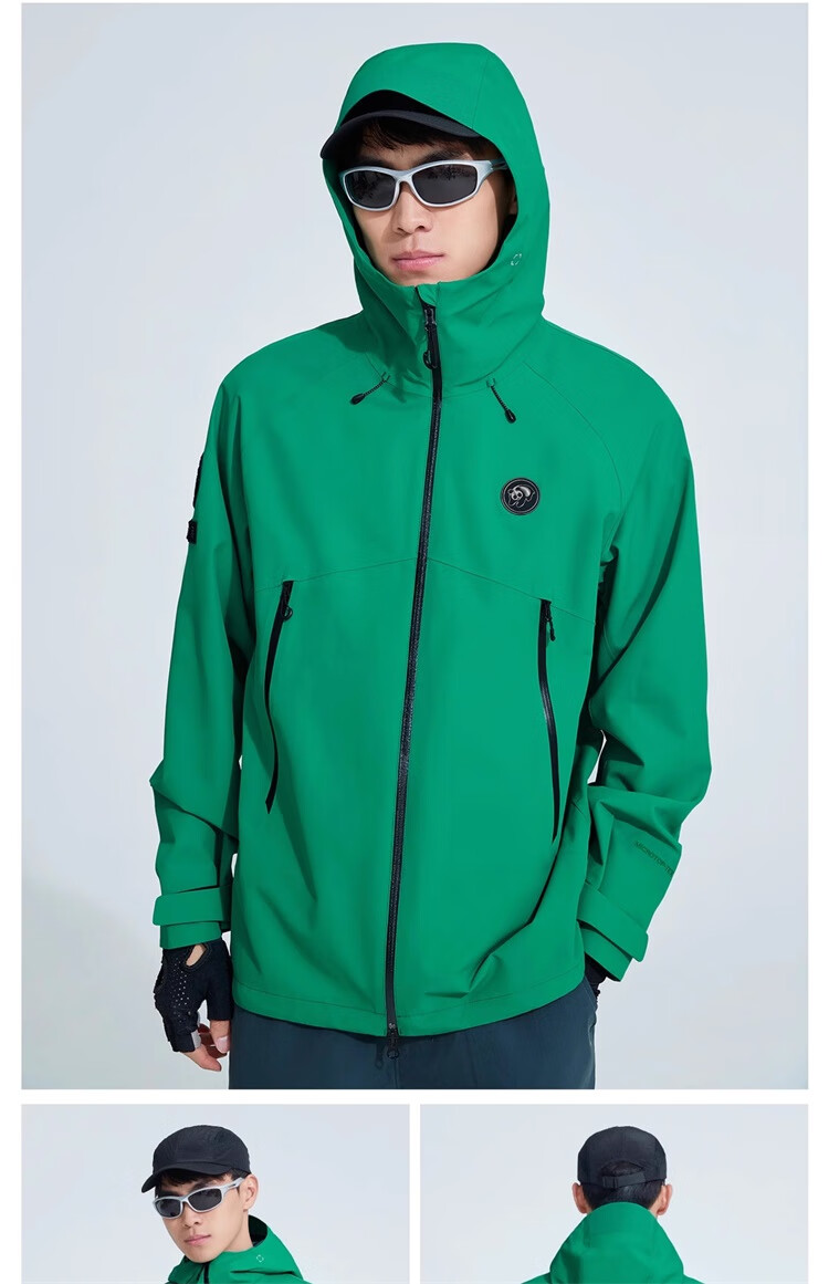CAMEL Panda Single-Layer Windbreaker Jacket, Casual Windproof And Waterproof Outdoor Hiking Wear B113, Glacier Gray, XS 26