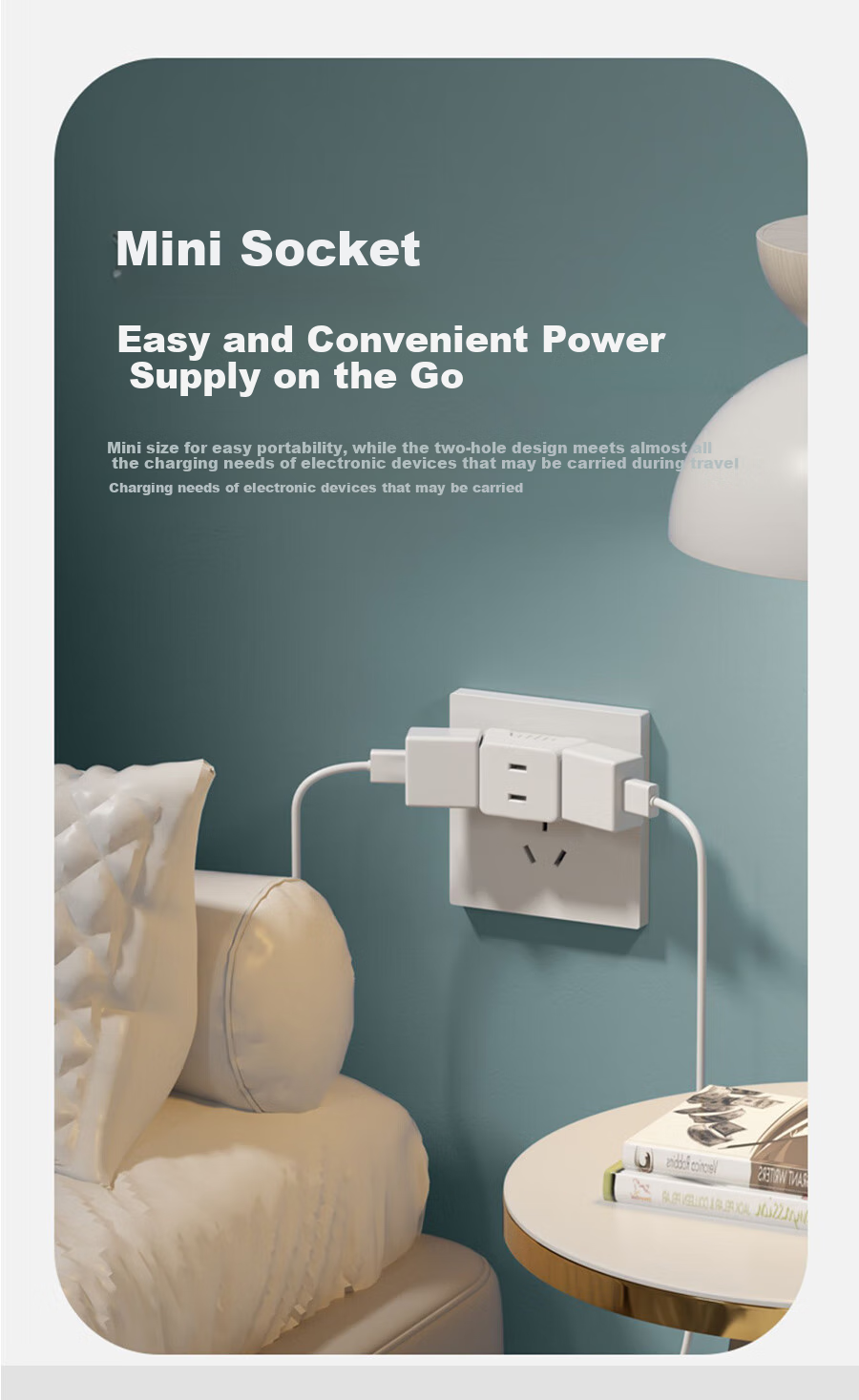 Zidantou TS-550NK Three-In Socket Extension, 3-Hole National Standard Socket, 750°C Flame Retardant, Safety Protection Door, Space-Saving Mini Portable Power Converter for Dormitory Use 7