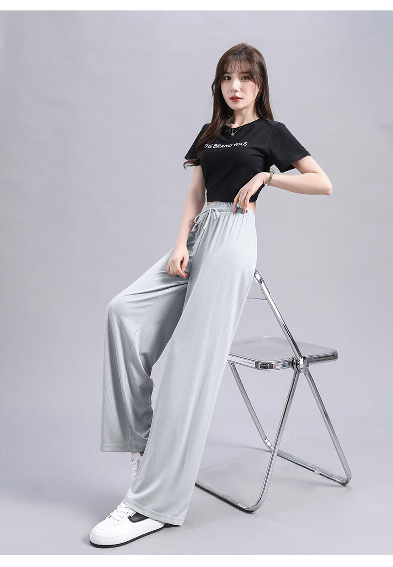 MJ STYLE Women's Ice Cool Wide-Leg Pants 2026 Summer Loose Casual Breathable High-Waist Slimming Trousers 12