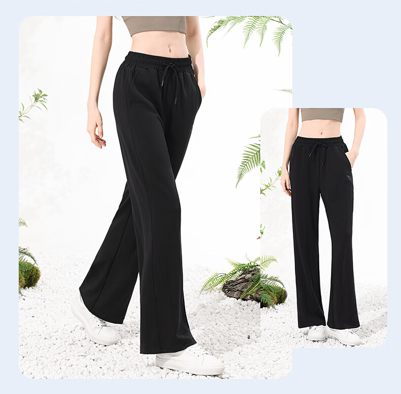 CAMEL Straight-Leg Knit Women's Pants Stretch Casual Sun-Protective Sports Trousers Y25BA0L6002 Phantom Black XXL 18