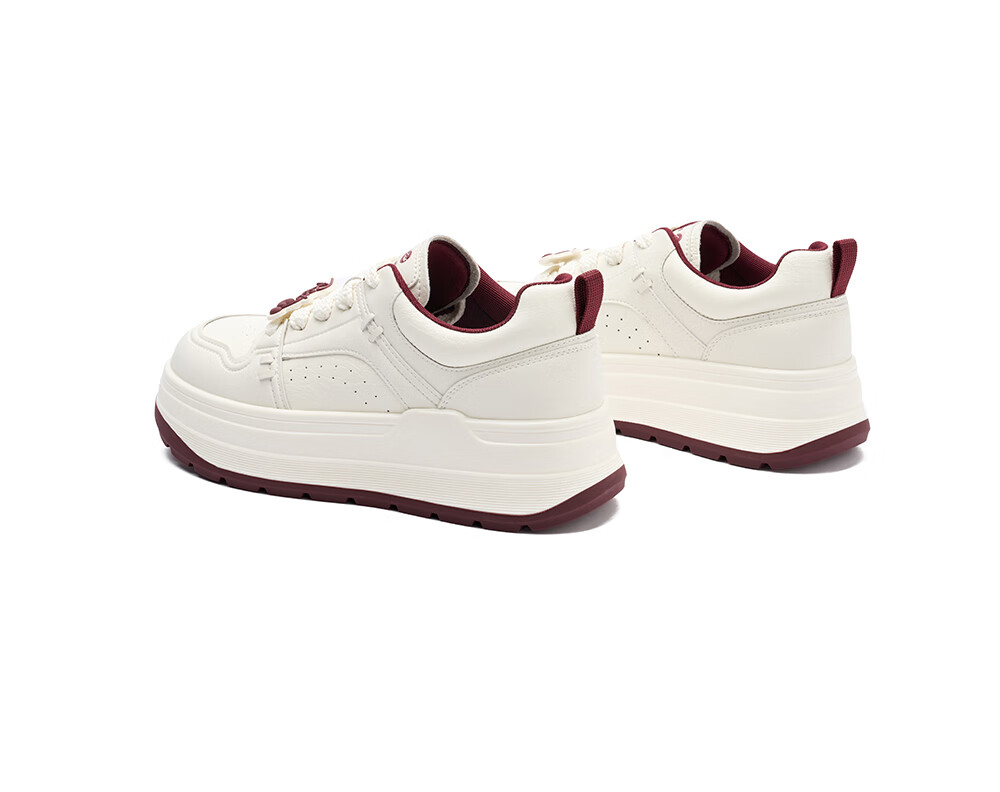 Josiny Thick-Soled White Sneakers for Women, Spring And Autumn 2026 New Style Soft Sole Board Shoes Versatile Breathable Sports Casual Shoes Beige/red 37 29