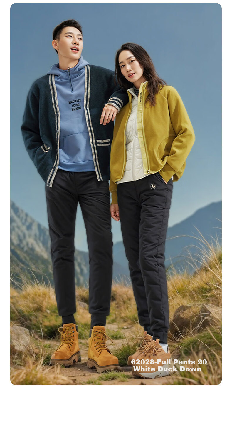 Xiongmaoxiangban down Pants for Men And Women, Autumn And Winter Style, Fleece-Lined Thickened Trousers, Warm Cotton Pants, Suitable for -30°C in Northeast China, Outdoor Wear, Duck Dow 3