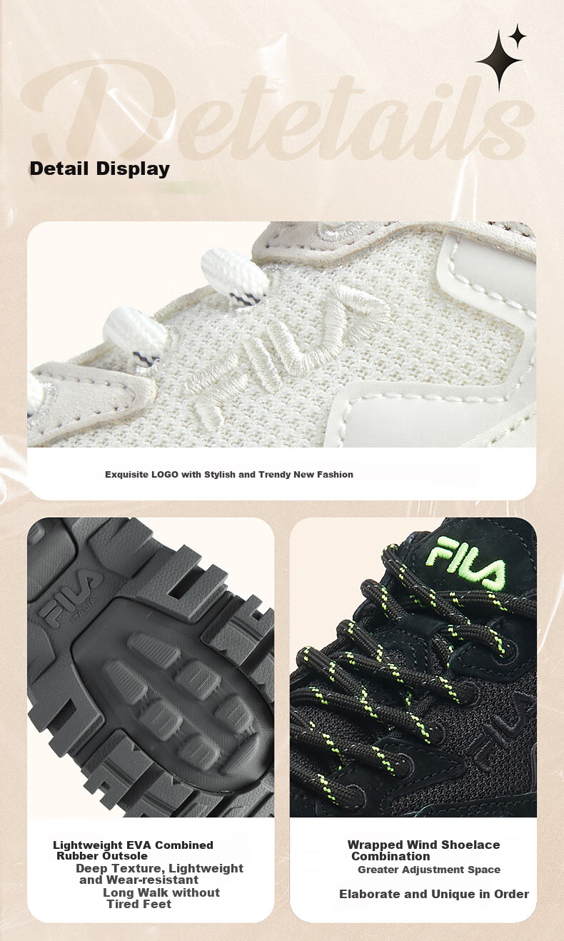 FILA FUSION Trendy Hard Candy Shoes for Women, Autumn And Winter Style, Thick-Soled Heightening Dad Shoes, Running Shoes, Casual Sneakers 12