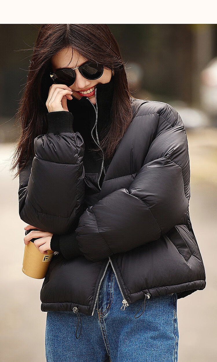 Dme [Tade Xie Erxing] Winter Stand-Collar 90% Duck Down Outdoor Long-Sleeve down Jacket for Women, Short Style, Deep Khaki, XS 16