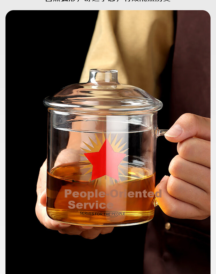 BJ High Borosilicate Glass Cup with Straw, Large Capacity Office Tea Infuser Mug, Heat-Resistant Children's Water Bottle, 1000ml 12