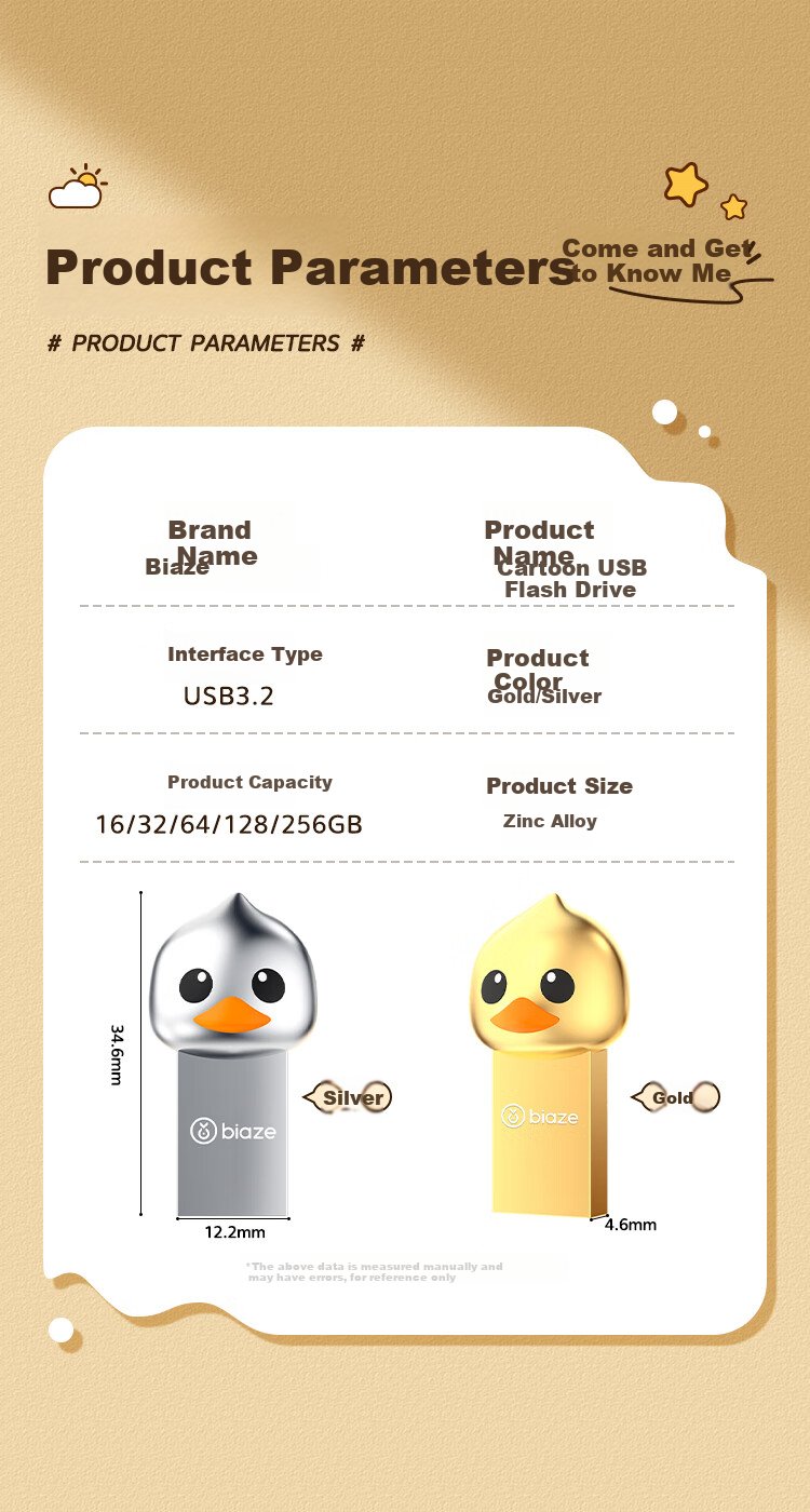 BIAZE 128GB USB3.2 High-Speed Mini Cartoon USB Flash Drive Cute Personalized Creative Student Gift Dual-Use Metal Flash Drive for Phone And Computer UP-21 Silver 8