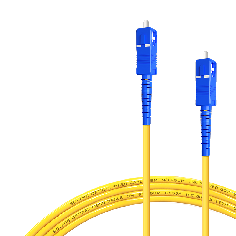 BOYANG Telecom-Grade Fiber Optic Patch Cable SC-SC (UPC), 5 Meters, Single Mode Single Core, Φ3.0 Flame-Retardant Low-Smoke Zero Halogen Fiber Optic Cable, Pigtail SC-SC BY-5111SM