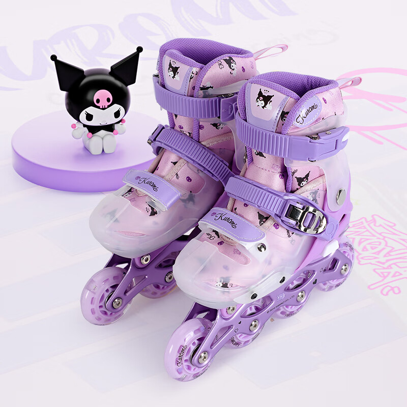 Mesuca & Kuromi Co-Branded Children's Roller Skates, Girls' Inline Skates, Professional Inline Skating Shoes, Beginner Skates, Gift-Giving