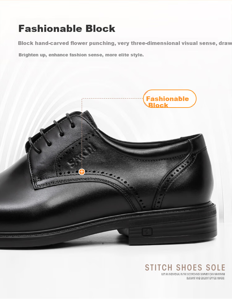 SATCHI Men's Shoes, Brogue High-Quality Men's Leather Shoes, Formal Shoes, Party Shoes, 212482215Z, Black, Size 40 3