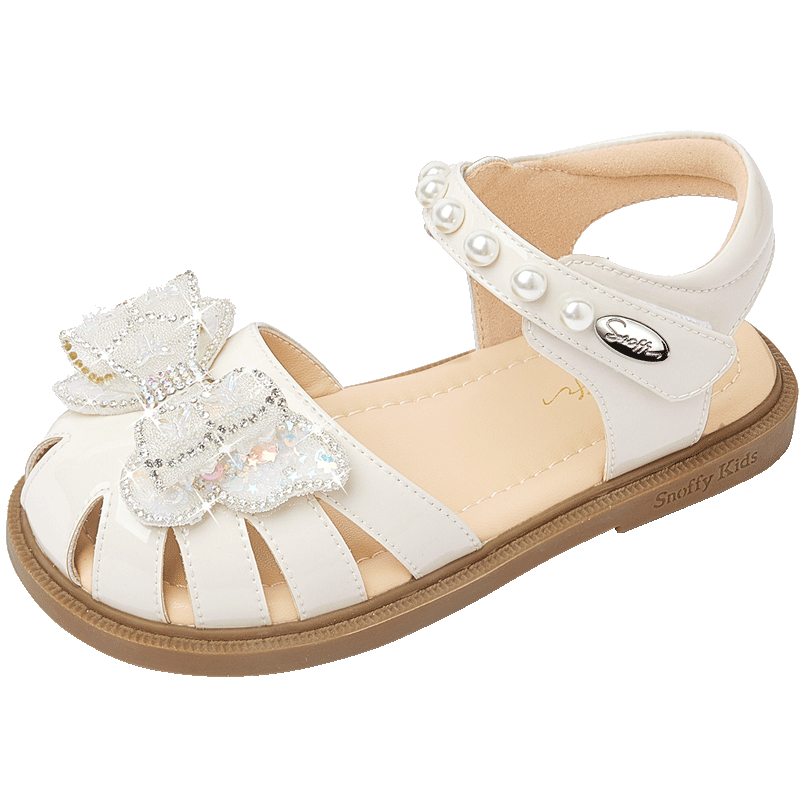 SNAFFY Kids Girls Princess Sandals Summer Fashion Soft Sole Comfortable Crystal Shoes Vanilla White Size 29