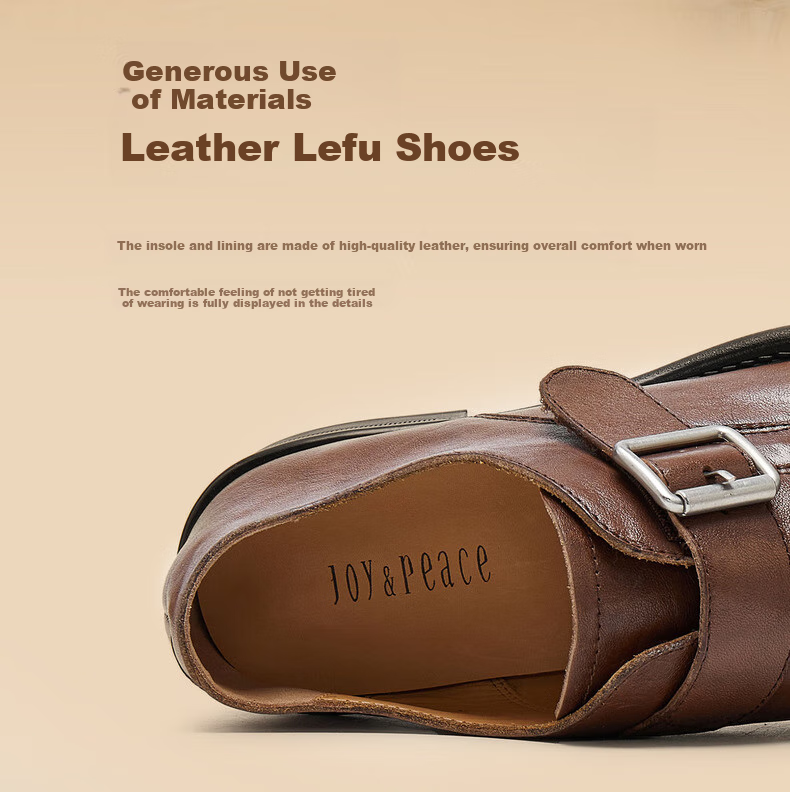 Joy&peace Dong Jie's Style Free Poetry Washed Cowhide Leather Loafers with Chunky Heel for Men And Women, Black, Size 38 7