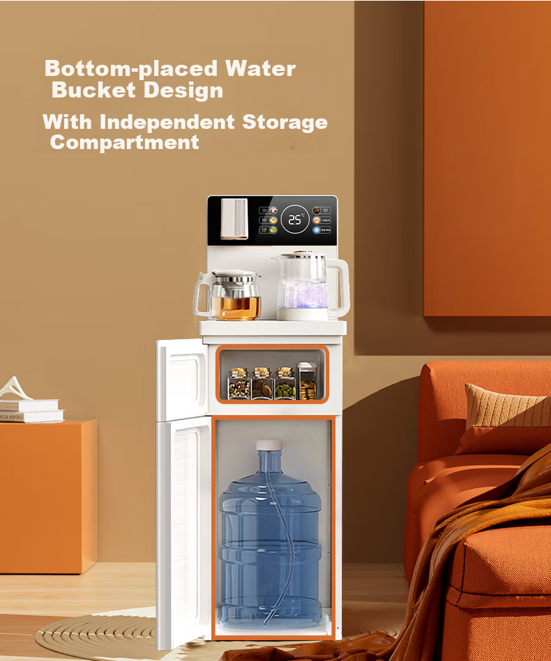 MeiLing Smart Voice Tea Bar Machine for Home Use with Touch Control Color Screen, Office Standing Water Dispenser with Anti-Overflow Electric Kettle, Large Bottom Water Tank MY-M611 Small Fountain 2.0 22