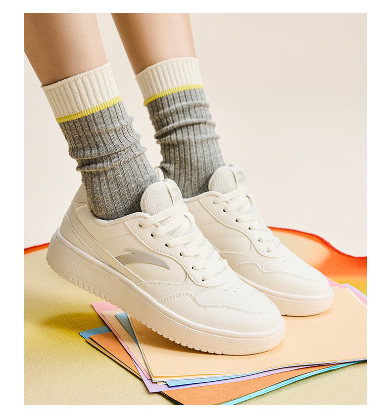 Anta Light Step V2 Women's Sneakers Summer Breathable Casual Couple Simple White Shoes Soft Sole Comfortable Thick Sole Height Increasing Shoes 9
