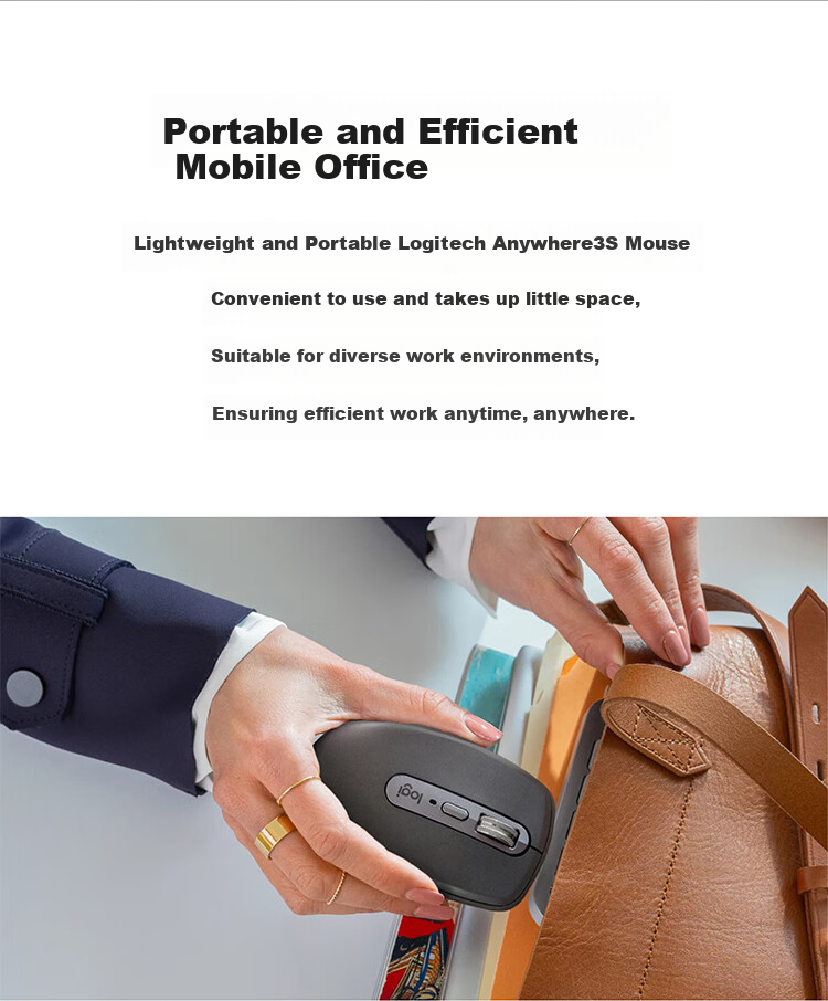 Logitech MX Anywhere 3S Business Edition Wireless Bluetooth Mouse, Quiet Mouse, Business Office, Portable Smart, Graphite Black 3