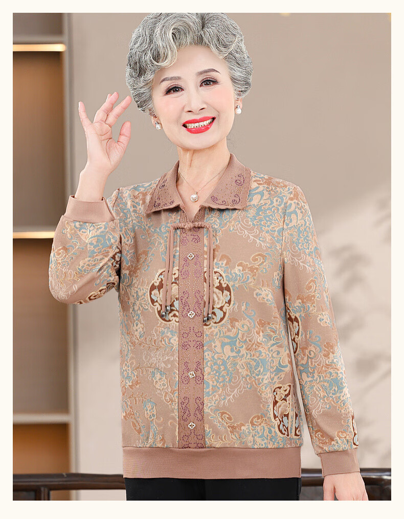 Fengxiao Middle-aged and Elderly 2025 New Shirt Elegant and Noble Spring Top for Grandma and Mom 5