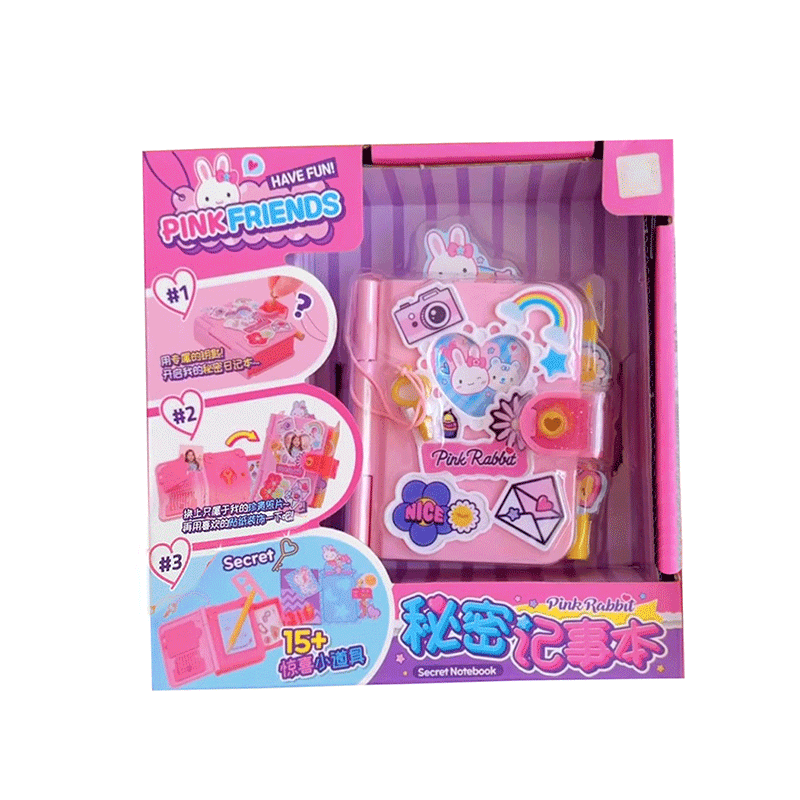 Jiamo Pink Rabbit Children's Secret Diary Mini Faux Playhouse Cartoon Toy DIY Handmade Gift for Girls Lantern Festival Souvenir