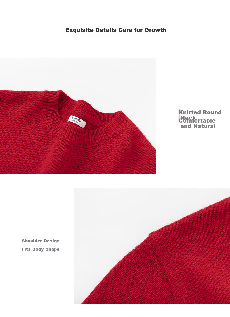BALABALA Girls' Sweater, Children's Knitwear, Spring And Winter Wear, Red Stylish Sweater, New Year's Outfit 8