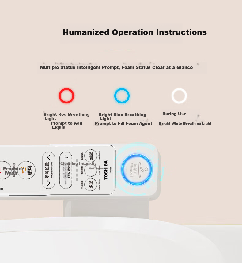 TOSHIBA Smart Toilet Seat Instant Heating Warm Air Drying Foam Shield Splash-Proof Antibacterial Deodorizing Electric Heating T700 10