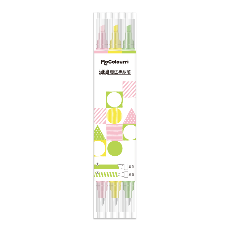M&G Highlighters, Stackable Colorful Planner Pens, Marker Pens for Students, Double-Ended Dual-Color Pink Yellow Green, 3 Colors, Gift