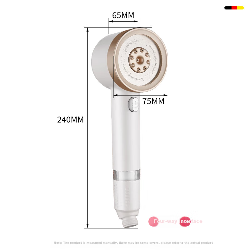 HOMK [Germany] Shower Head Filter, Water Purification, Pressure Boosting, Residual Chlorine Removal, Skin-Friendly Travel Shower, Bathroom Bathing LP-79