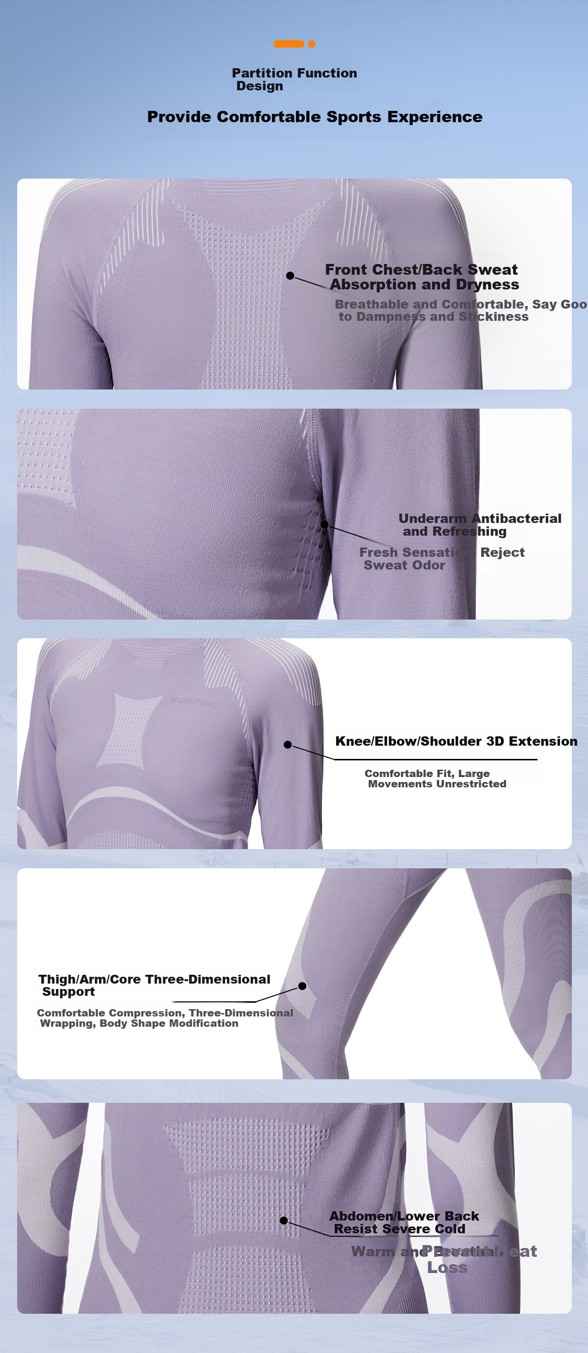 SURPINE Yuxue Series Merino Wool Quick-Dry Ski Base Layer for Women, Functional Underwear, Sweat-Wicking Outdoor Base Layer 5