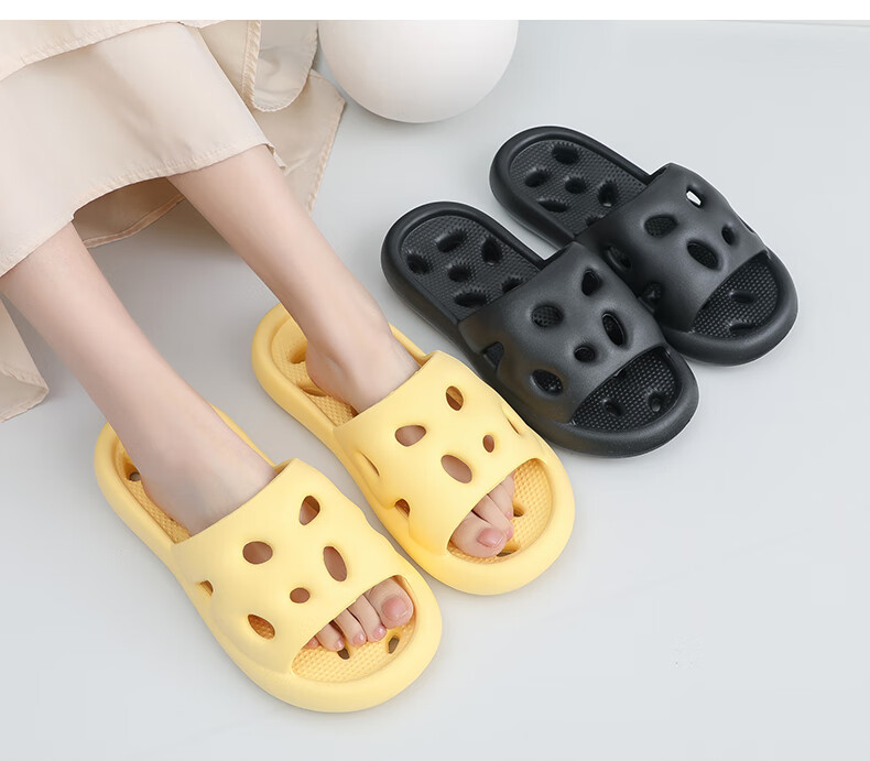 XGGC Hollow Bathroom Slippers for Men, Summer Home Shower Non-Slip Water-Draining Quick-Drying Sandals for Men, Yellow, Size 38-39 12