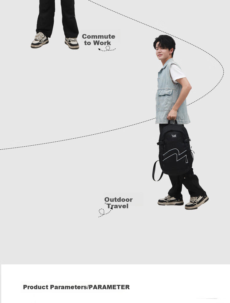 361° Outdoor Backpack for Men And Women, Lightweight Hiking Bag, Large Capacity Travel Backpack, Versatile Laptop Bag for Students, Black 10