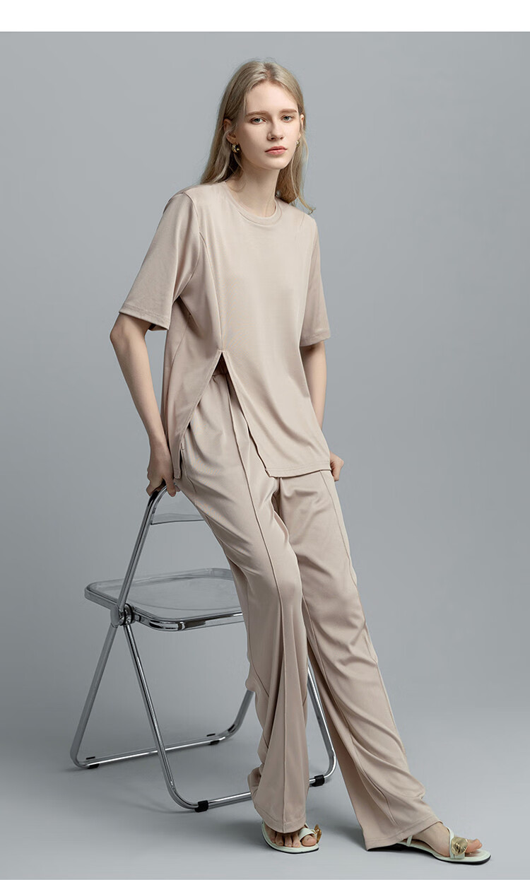 Demana Lazy Wear Set Spring Summer Round Neck T-Shirt and Casual Pants Two-Piece Set for Women Fashion 14