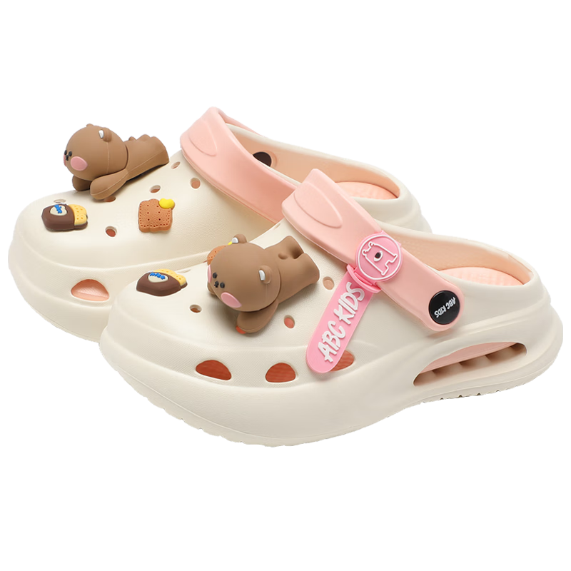 ABC KIDS Children's Perforated Shoes, Boys And Girls Slippers, Summer Sandals, Baby Soft-Soled Non-Slip Beach Shoes, 8501 White-Pink, Size 30-31