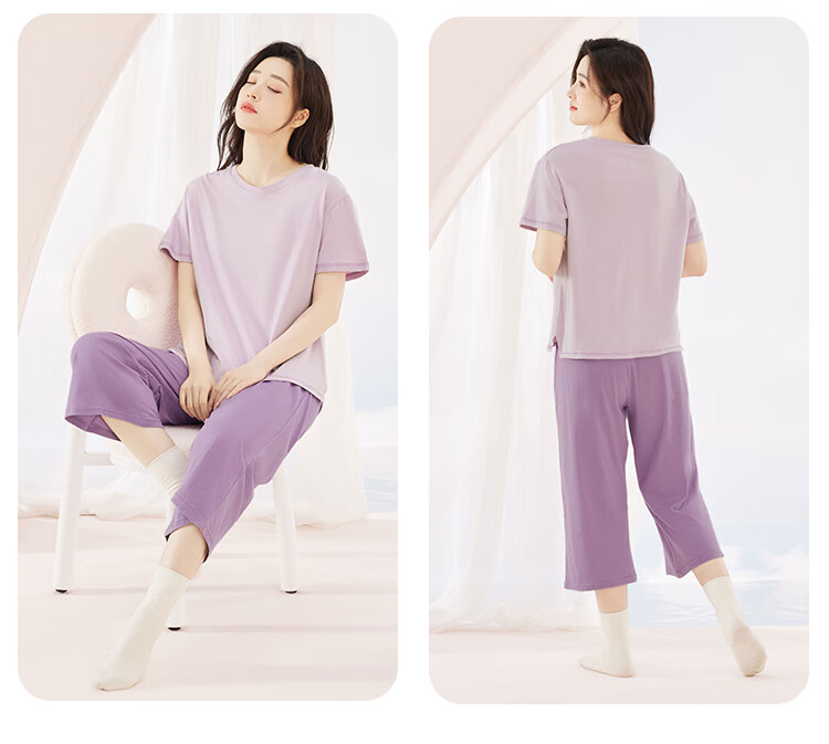Hodohome Women's Summer Pajamas, Pure Cotton Casual Short Sleeve Shorts Sleepwear, Can Be Worn Outside, Loungewear, Pink, 160/84A 6
