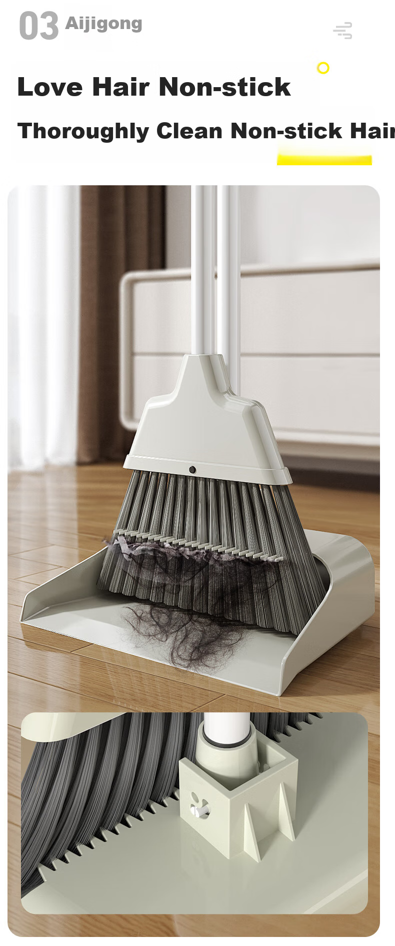 CONDOR Japanese Broom And Dustpan Set, Foldable Household Cleaning Tools, Non-Stick Hair Broom, Floor Sweeping Wonder 10