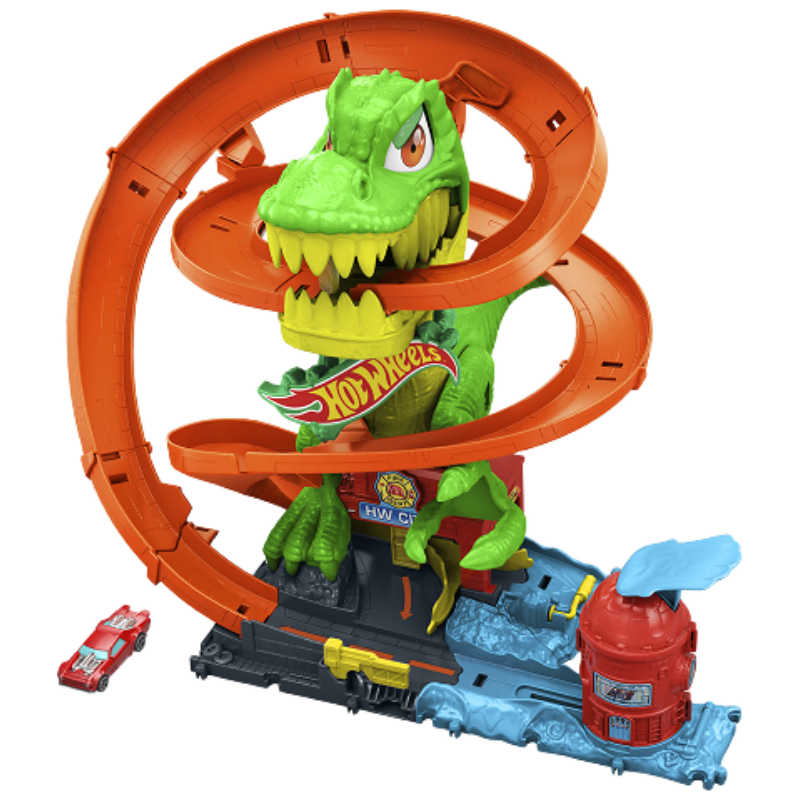 HOT WHEELS Birthday Gift, Children's Racing Car Toy Gift Box, Boys' Toys - HOT WHEELS Tyrannosaurus Rex Flame Parking Lot JBM73