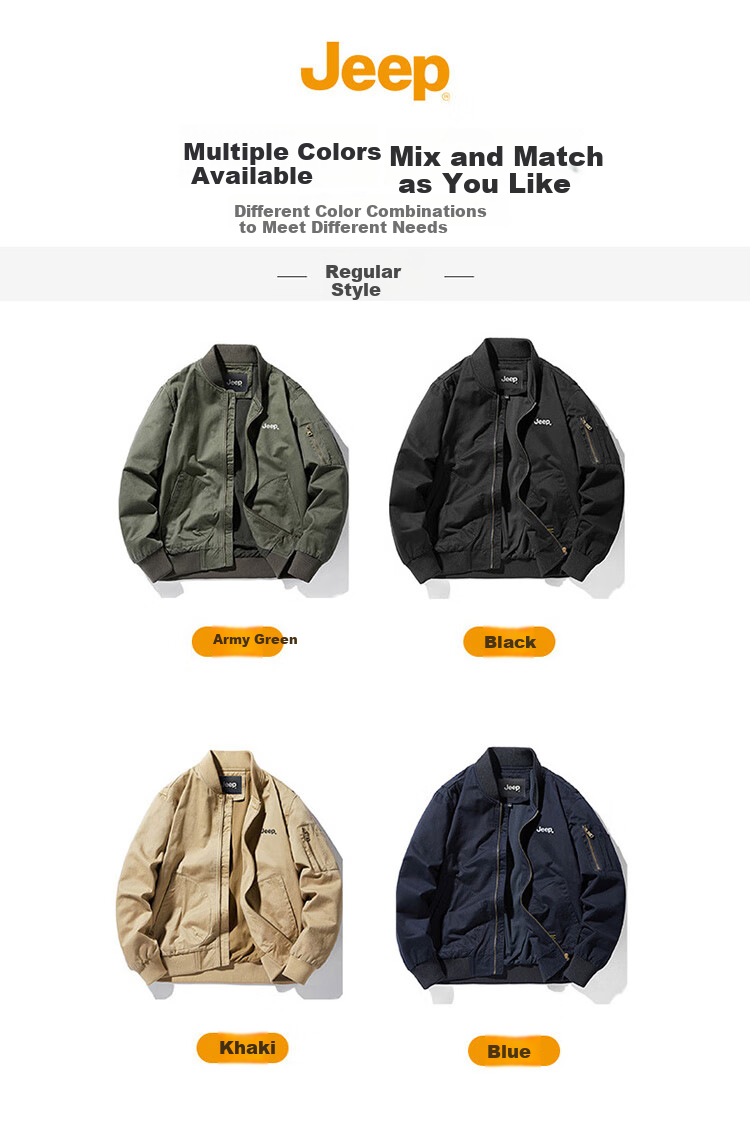 JEEP Men's Jacket, Spring And Autumn Baseball Collar Loose Casual Workwear Clothing, Army Green, Size M 2