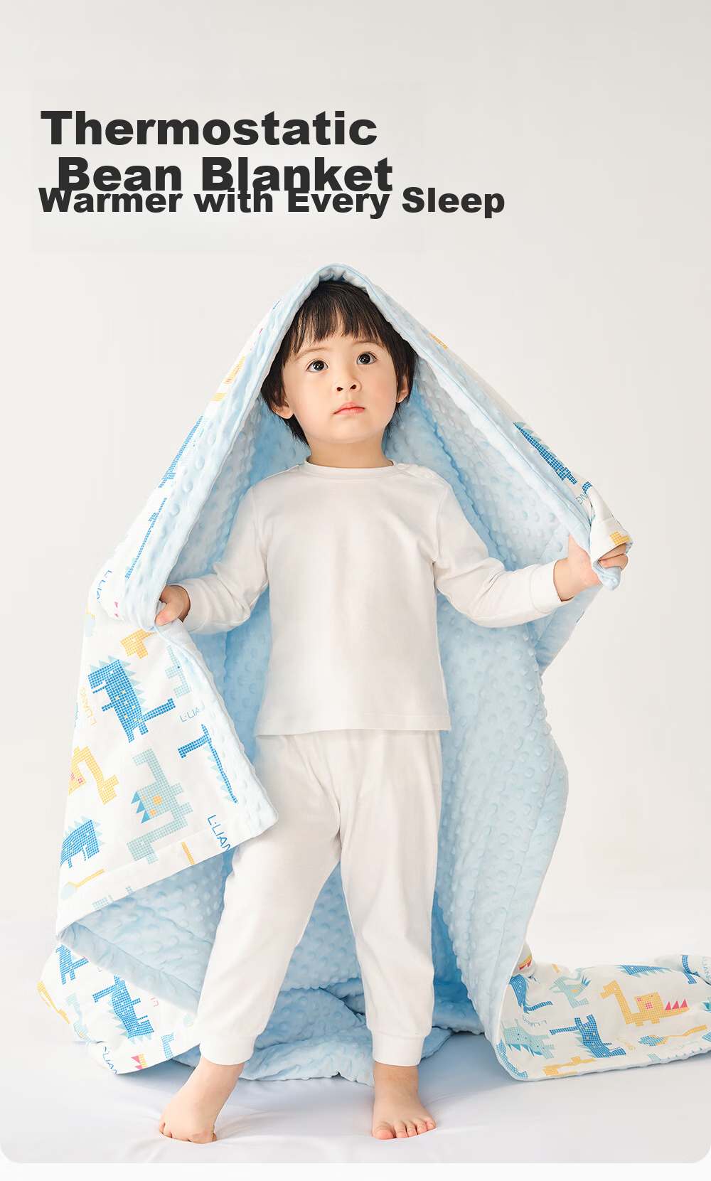 Liangliang Bean Blanket, Baby Quilt, Children's Kindergarten Air Conditioning All-Season Comforter, Geometric Dragon Blue, 150*120cm 1