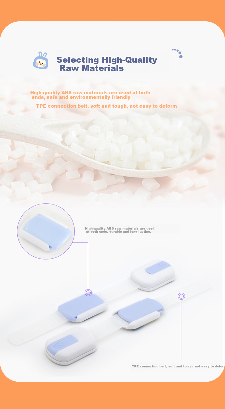 Babyprints Children's Drawer Lock, Safety Lock for Baby Refrigerator, Infant Cabinet Door Lock, Multi-Functional Adjustable, Set of 3 4