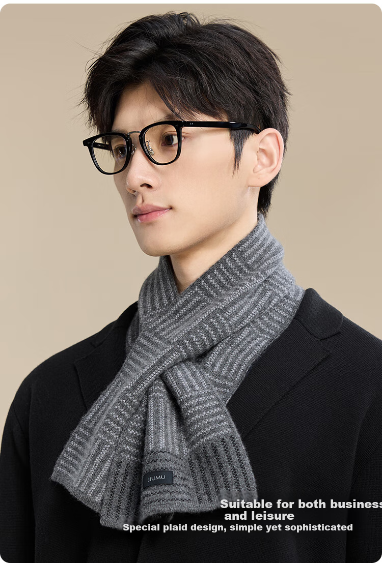 JIUMU Cashmere Scarf for Men, Autumn And Winter Wool Warm Neck Warmer, Gift for Men on National Day And Birthday, Gift Box Packaging 5