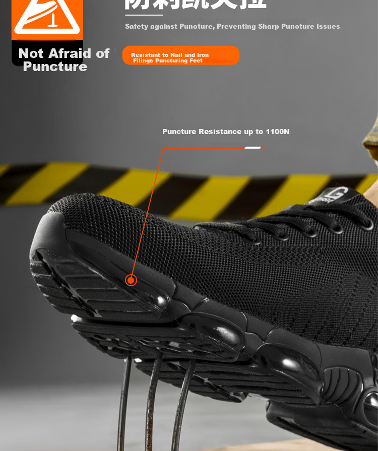 GUYISA Men's Safety Work Shoes Steel Toe Anti-Smash Puncture Resistant Comfortable Durable Construction Site Shoes 3033ST Size 43 8