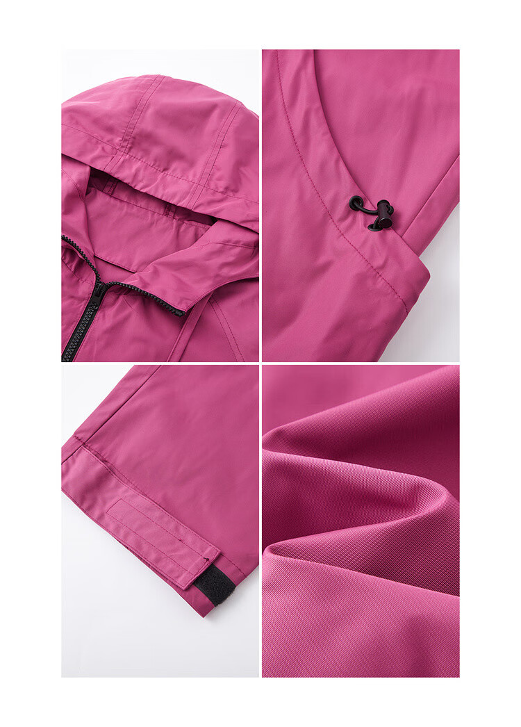 Demana [Weekend City] Spring Urban Outdoor Nylon Hooded Colorblock Drawstring Pocket Mid-Length Coat for Women 4