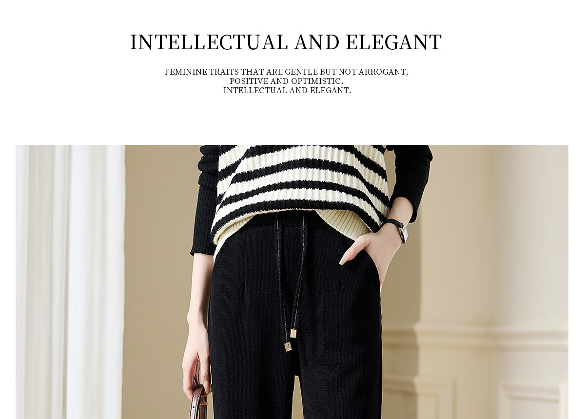 Chushen Spring And Autumn Casual Pants for Women with Elastic Waistband, Athletic Trousers, Textured Loose Straight-Leg Pants, Sweatpants S143K2024 16